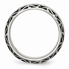 Stainless Steel Engravable 7mm Wedding Band with Polished Antiqued Finish