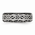 Stainless Steel Engravable 7mm Wedding Band with Polished Antiqued Finish