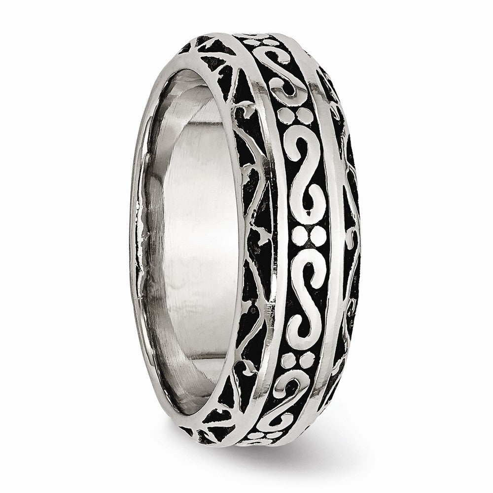 Stainless Steel 7mm Antiqued Band