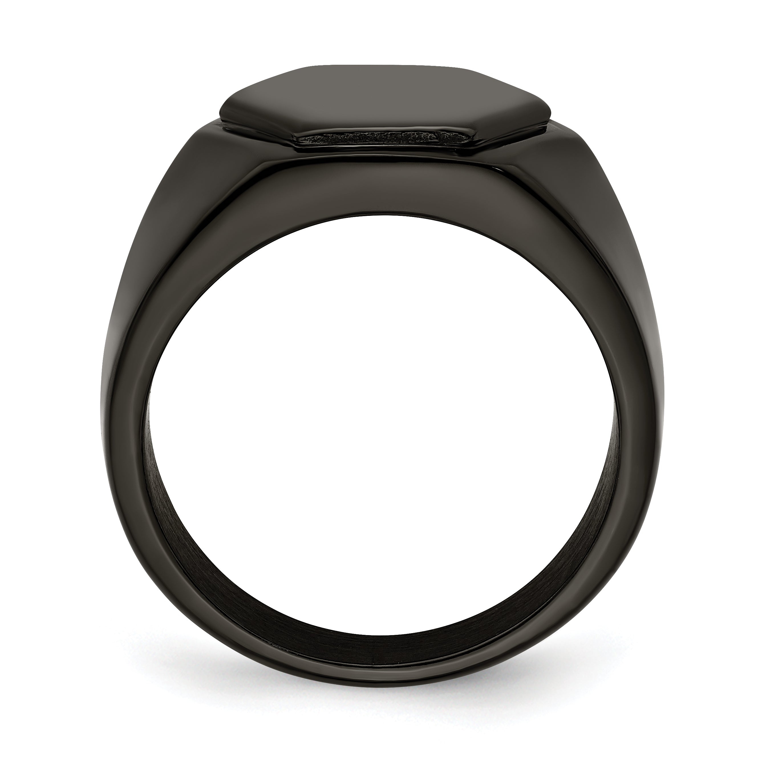 Stainless Steel Polished Black IP-plated Signet Ring Secondary image