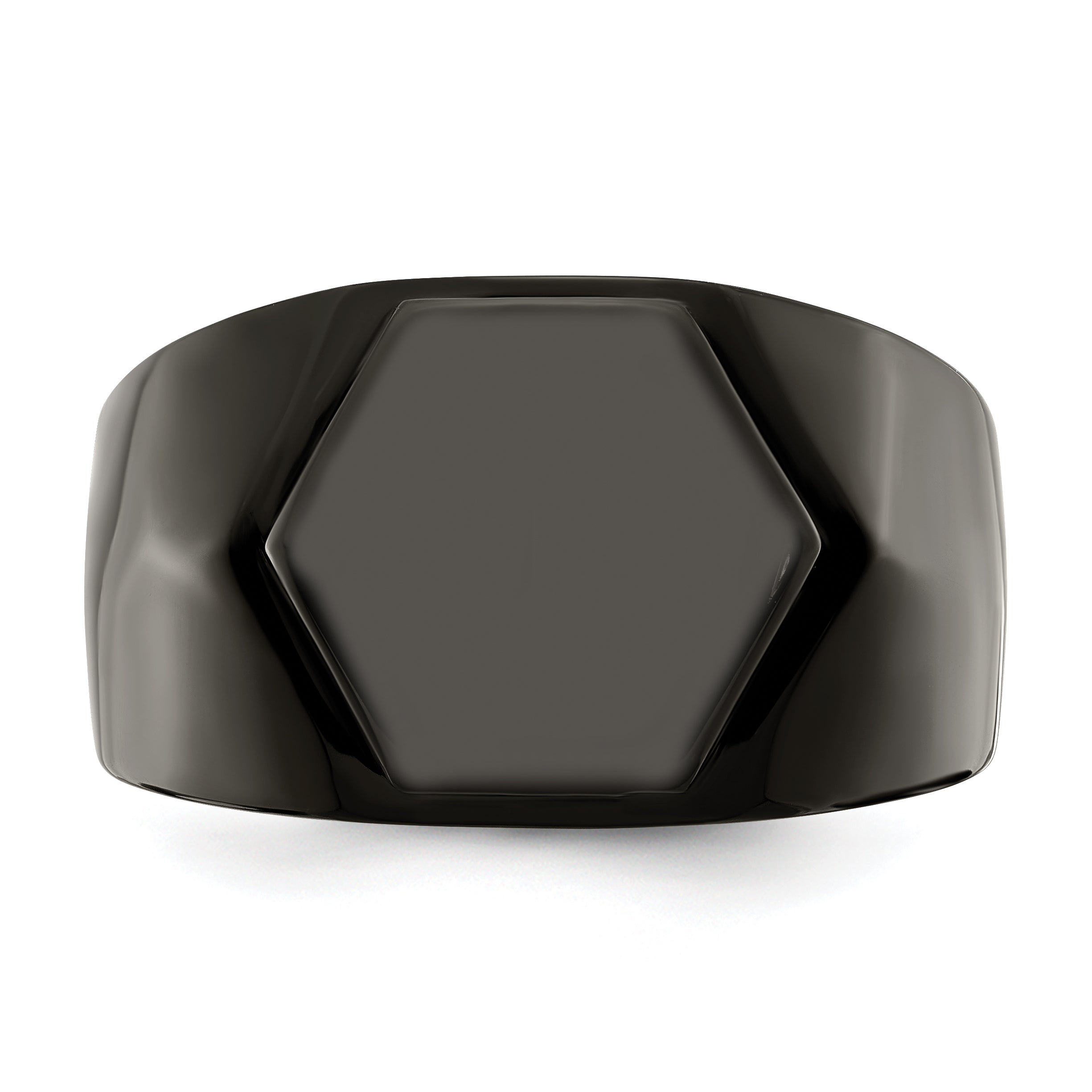 Stainless Steel Polished Black IP-plated Signet Ring