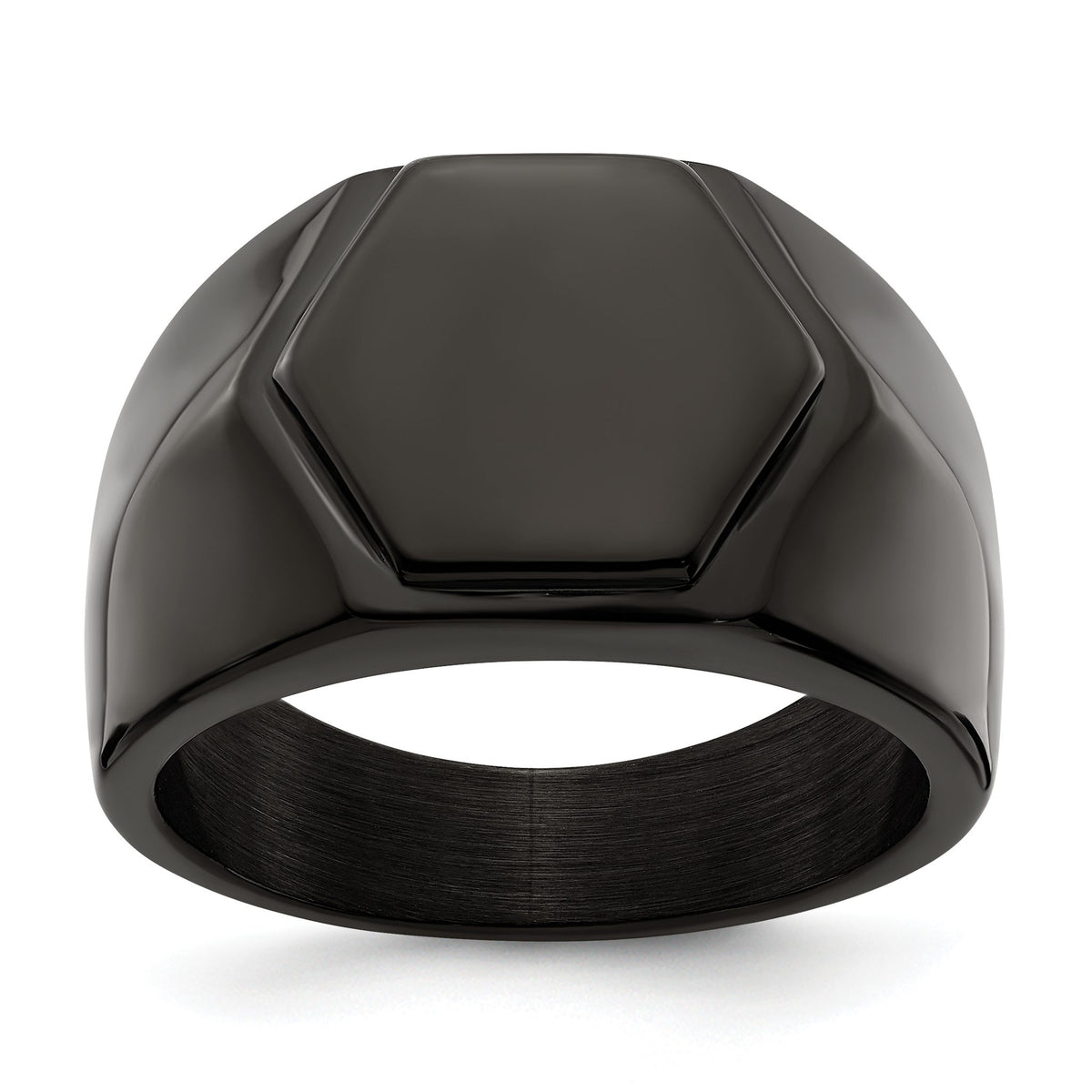 Chisel Men's Hexagon Signet Ring in Black IP-Plated Stainless Steel, Size 9–12 - Sophia Jewelers Main image