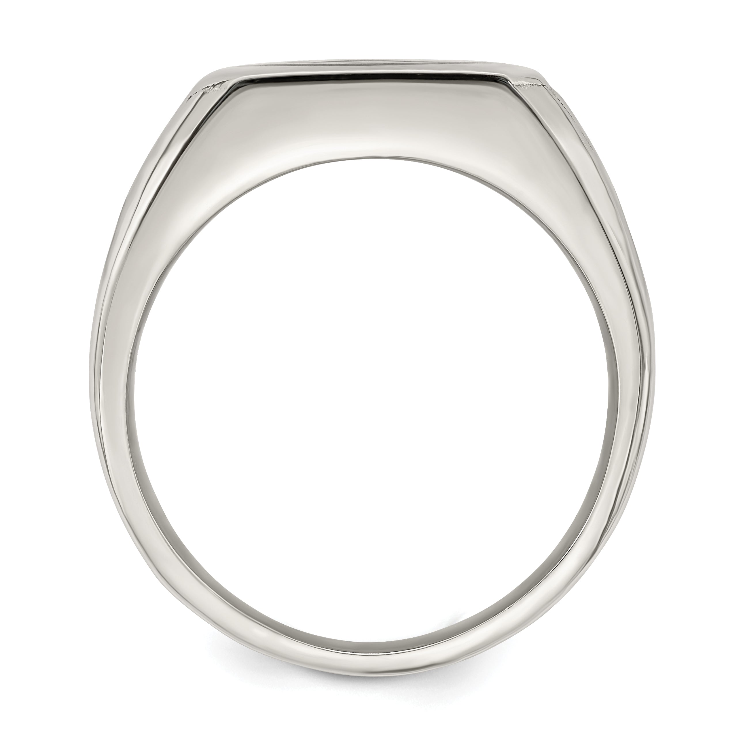 Stainless Steel Polished with Black Enamel Signet Ring Secondary image