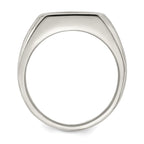 Stainless Steel Polished with Black Enamel Signet Ring