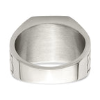 Stainless Steel Polished with Black Enamel Signet Ring