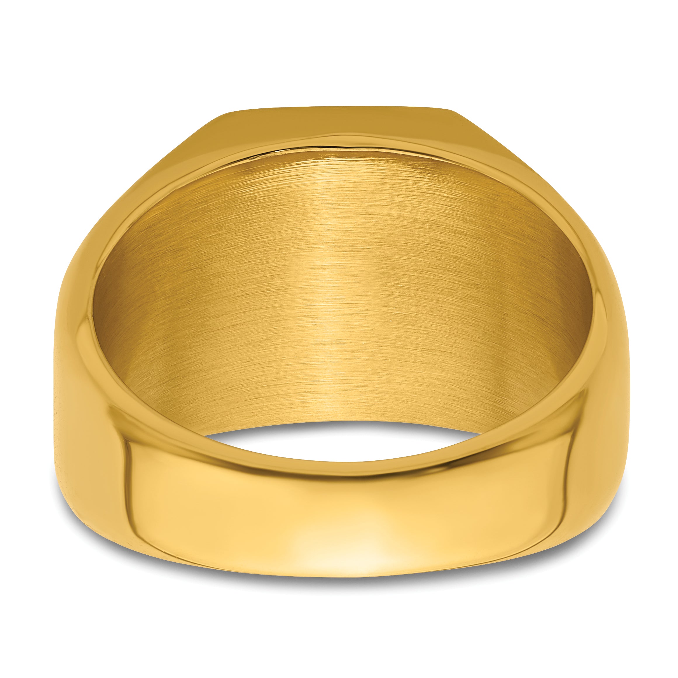 Stainless Steel Polished Yellow IP-plated Signet Ring