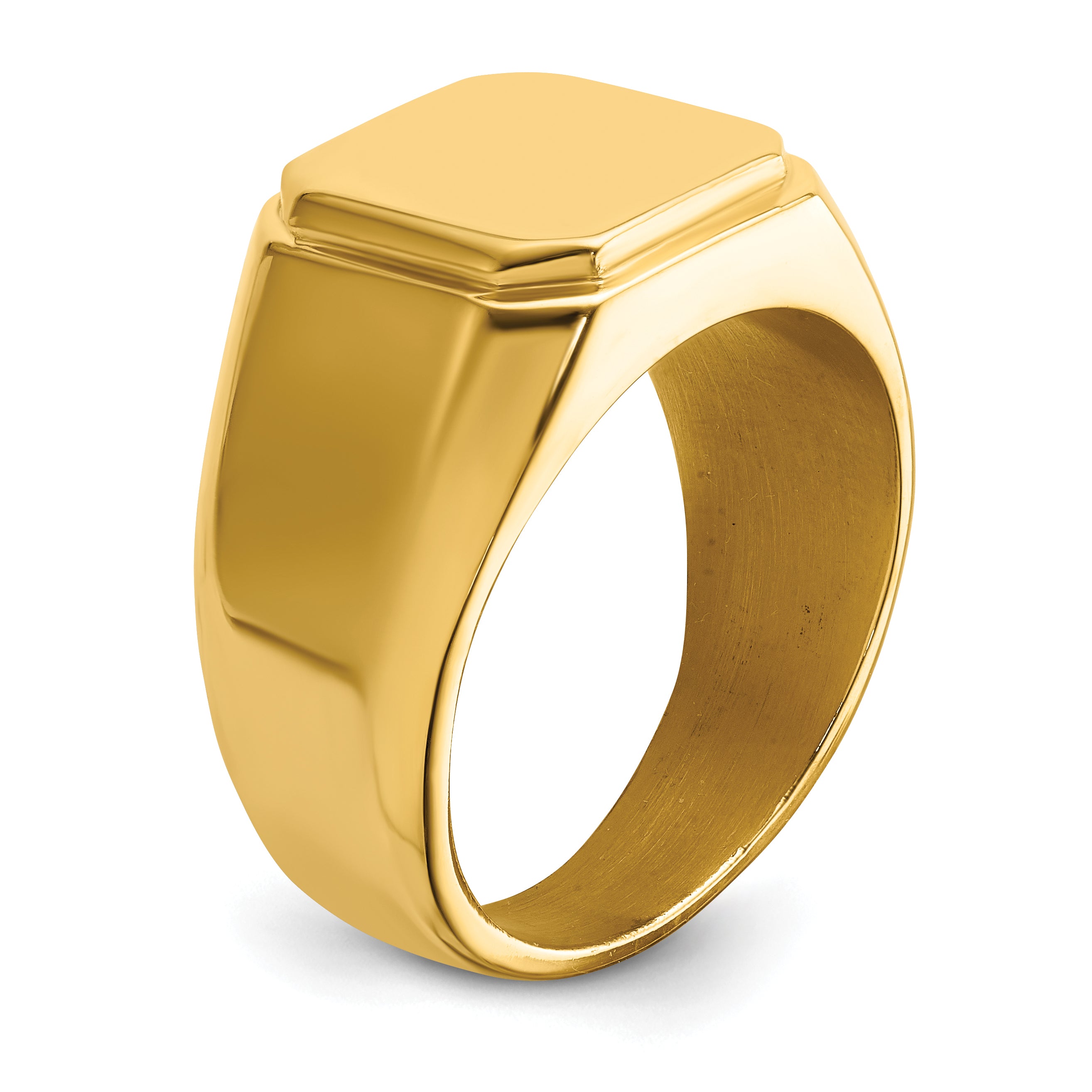 Stainless Steel Polished Yellow IP-plated Signet Ring