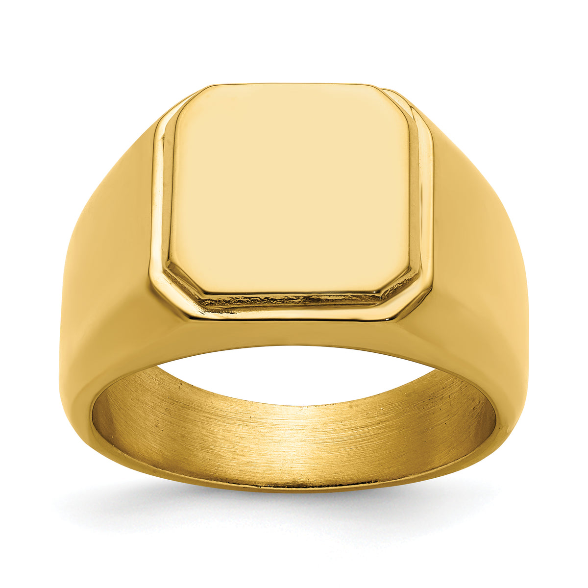 Stainless Steel Polished Yellow IP-plated Signet Ring