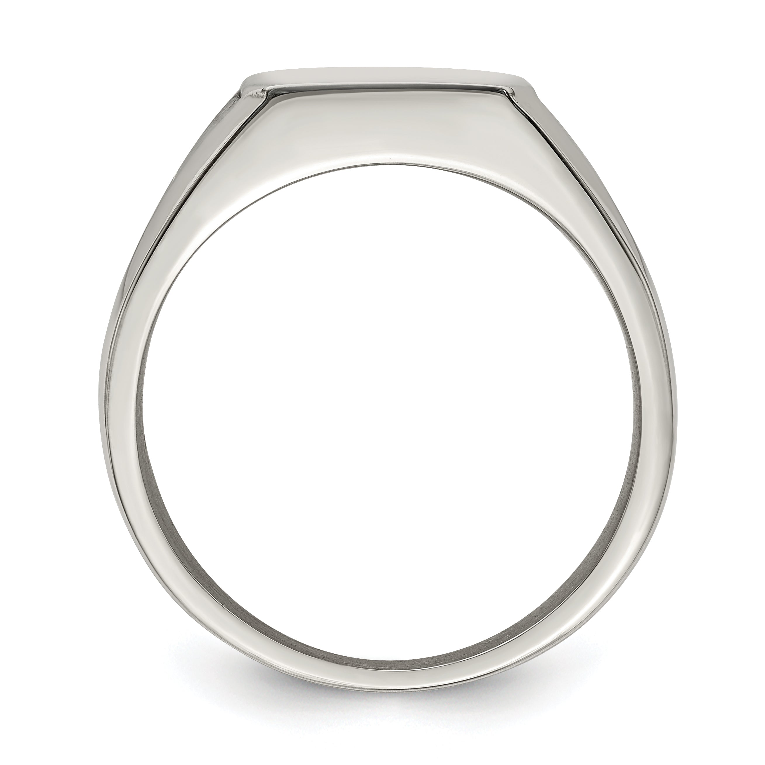 Stainless Steel Polished with Black Enamel Signet Ring Secondary image