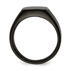 Stainless Steel Polished Black IP-plated Signet Ring