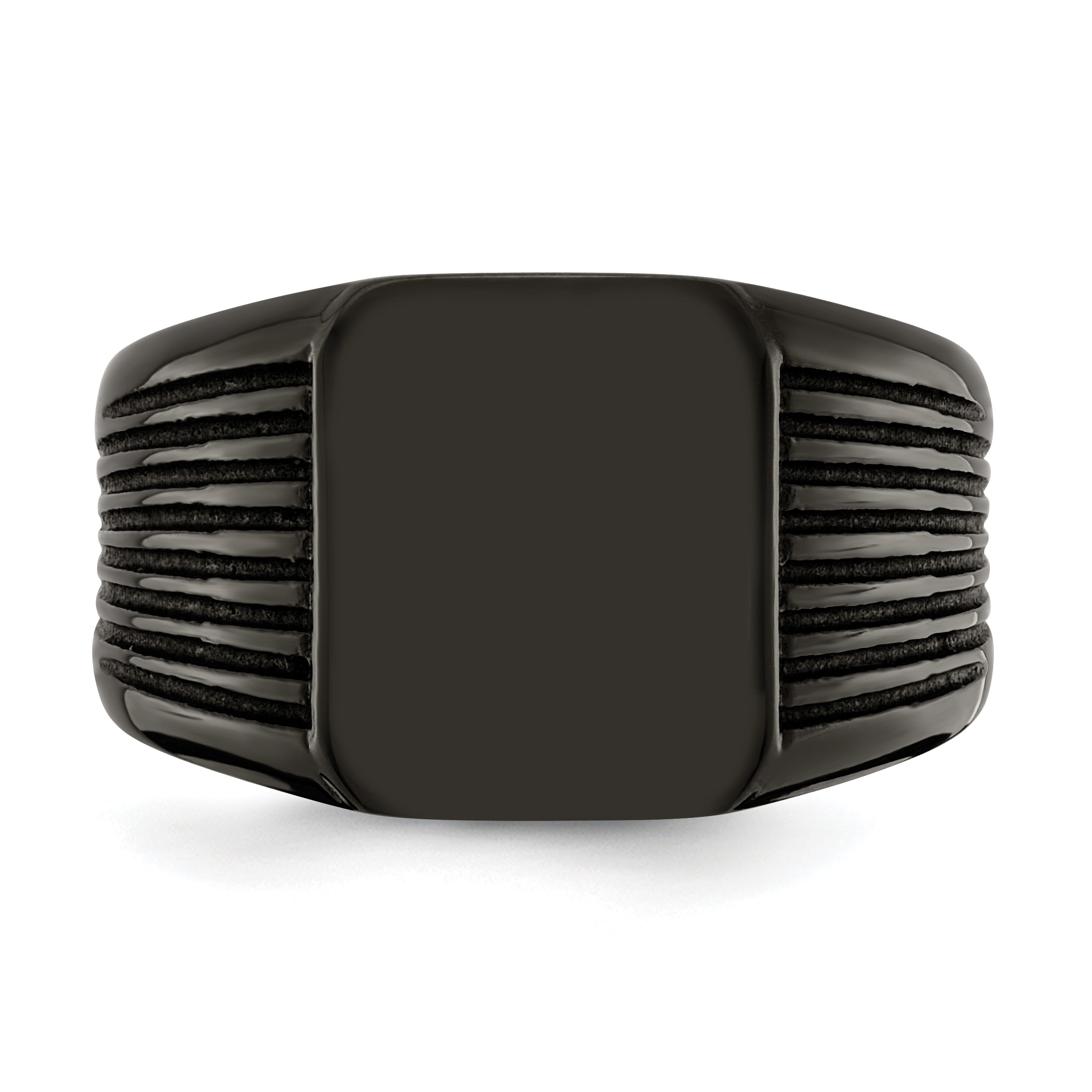 Stainless Steel Polished Black IP-plated Signet Ring