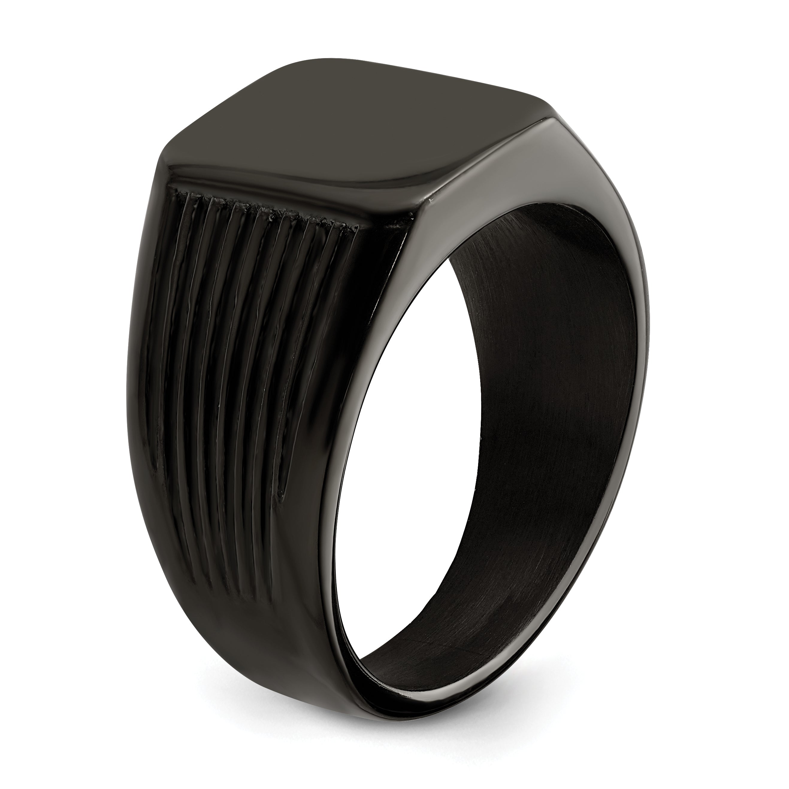 Stainless Steel Polished Black IP-plated Signet Ring