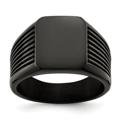 Stainless Steel Polished Black IP-plated Signet Ring