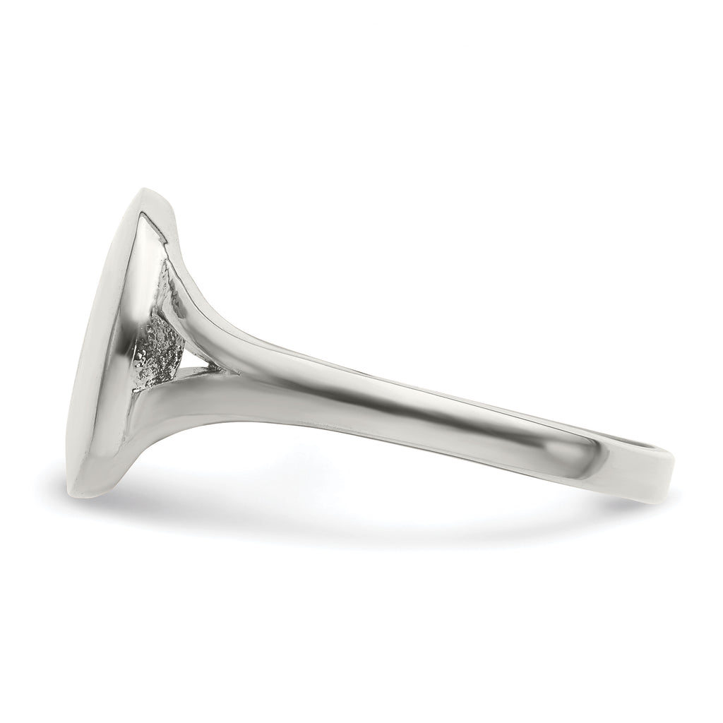 Stainless Steel Polished Oval Disc Ring
