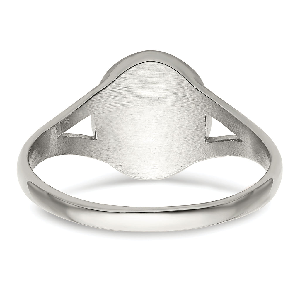 Stainless Steel Polished Oval Disc Ring