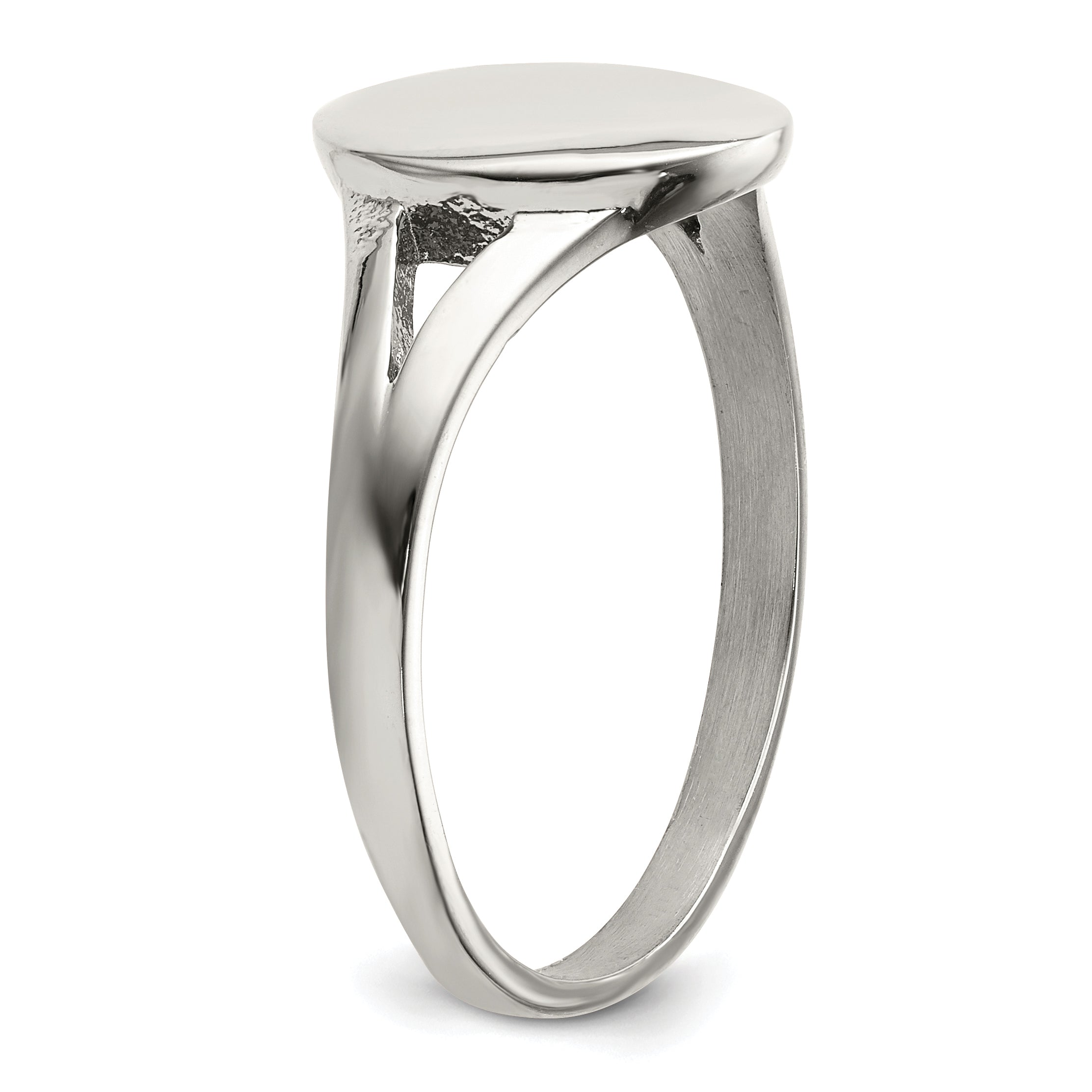 Stainless Steel Polished Oval Disc Ring