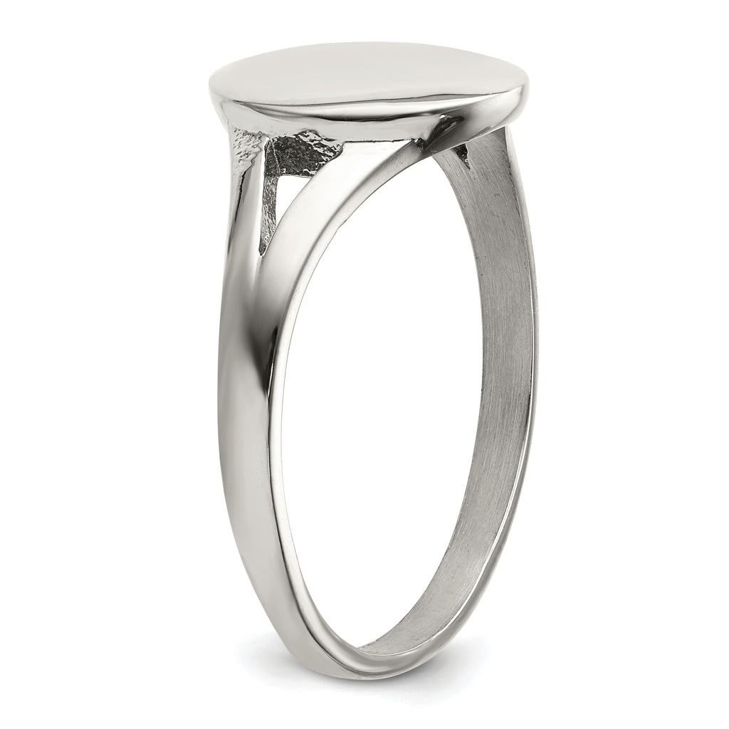 Stainless Steel Polished Oval Disc Ring