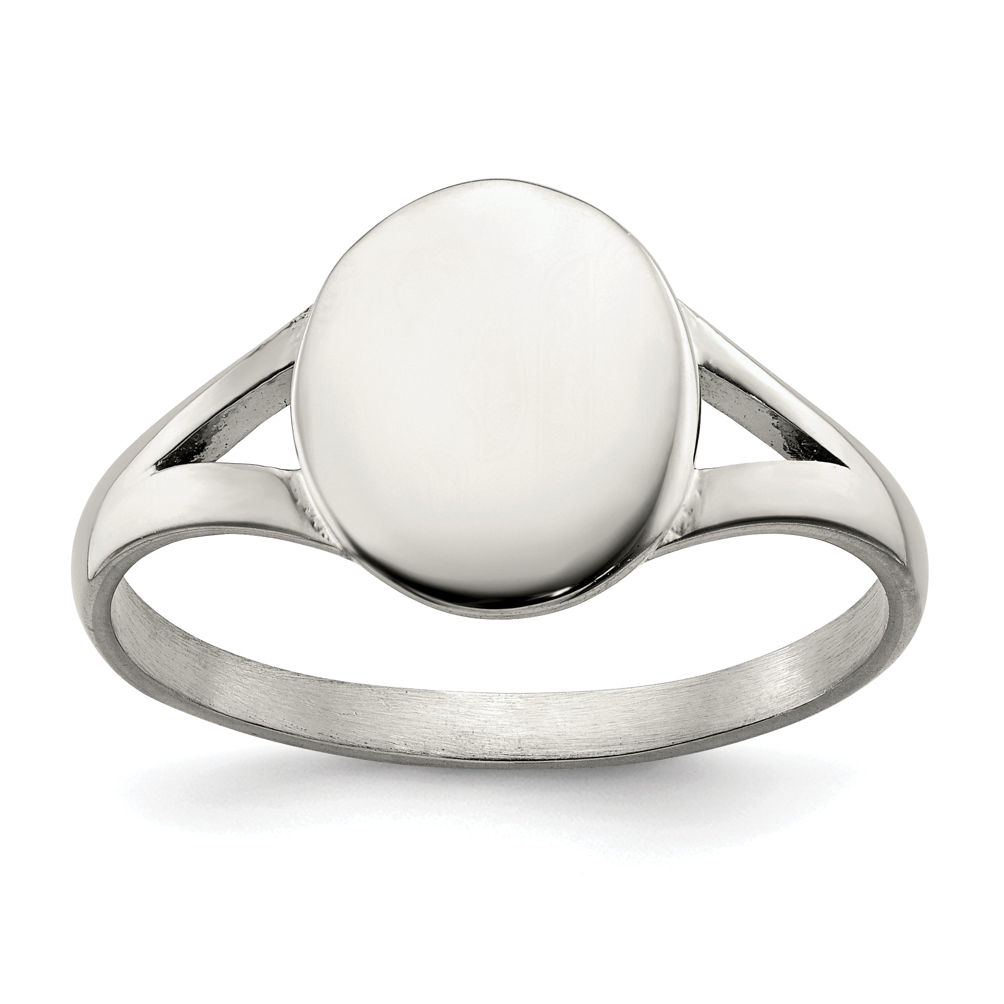 Stainless Steel Polished Oval Disc Ring Main image