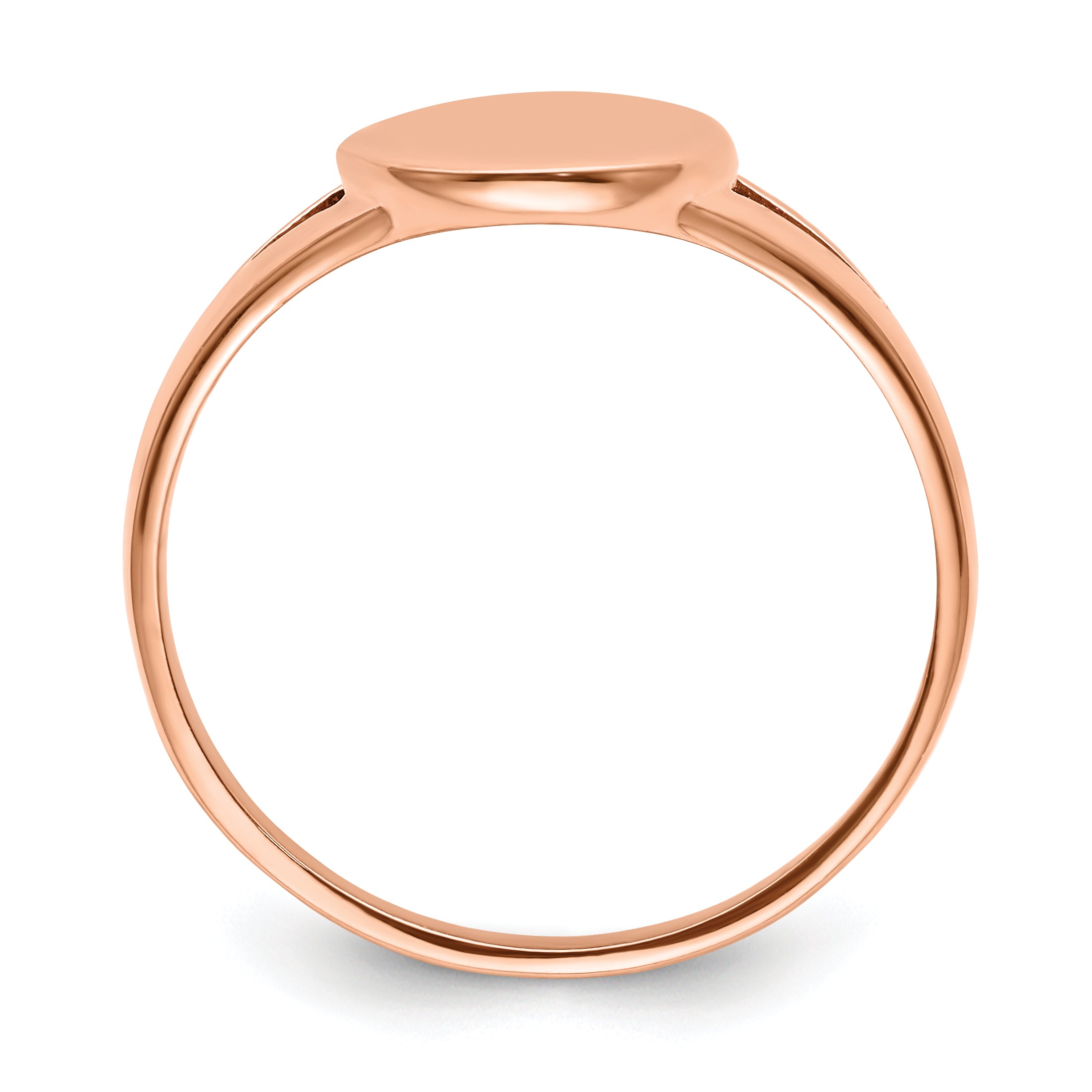 Stainless Steel Polished Rose IP-plated Oval Disc Ring Secondary image
