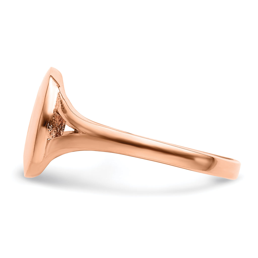 Stainless Steel Polished Rose IP-plated Oval Disc Ring