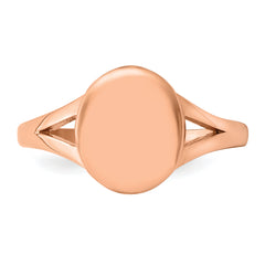 Stainless Steel Polished Rose IP-plated Oval Disc Ring