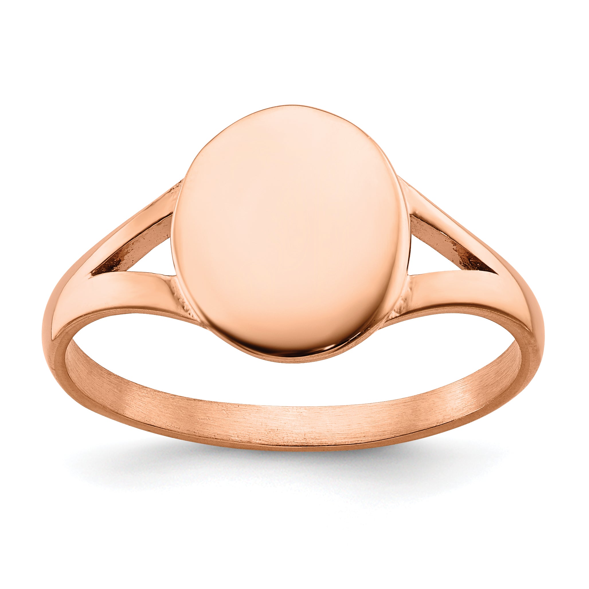 Stainless Steel Polished Rose IP-plated Oval Disc Ring Main image