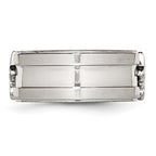 Stainless Steel Brushed and Polished Fleur de lis 10mm Band