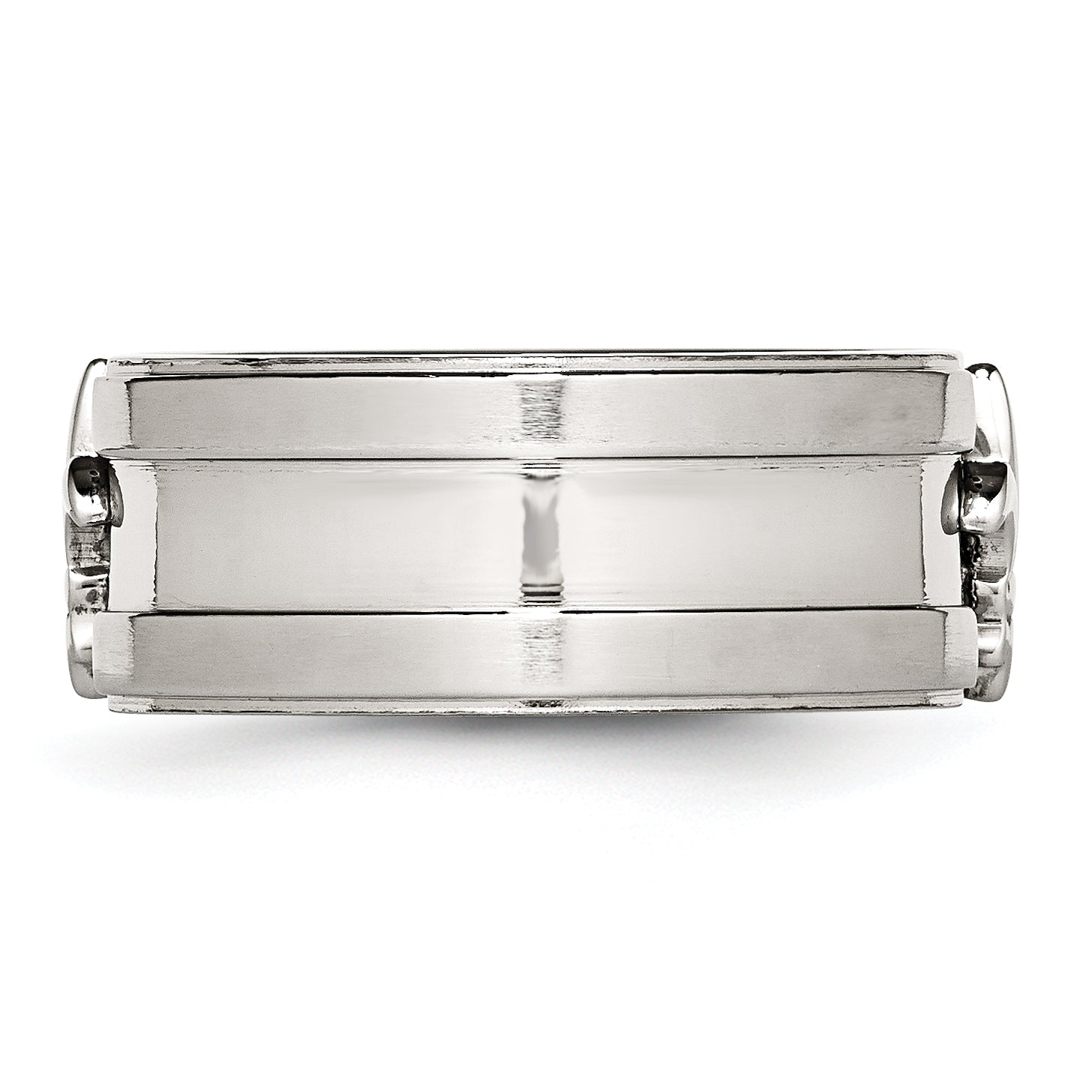Stainless Steel Brushed and Polished Fleur de lis 10mm Band