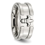 Stainless Steel Brushed and Polished Fleur de lis 10mm Band