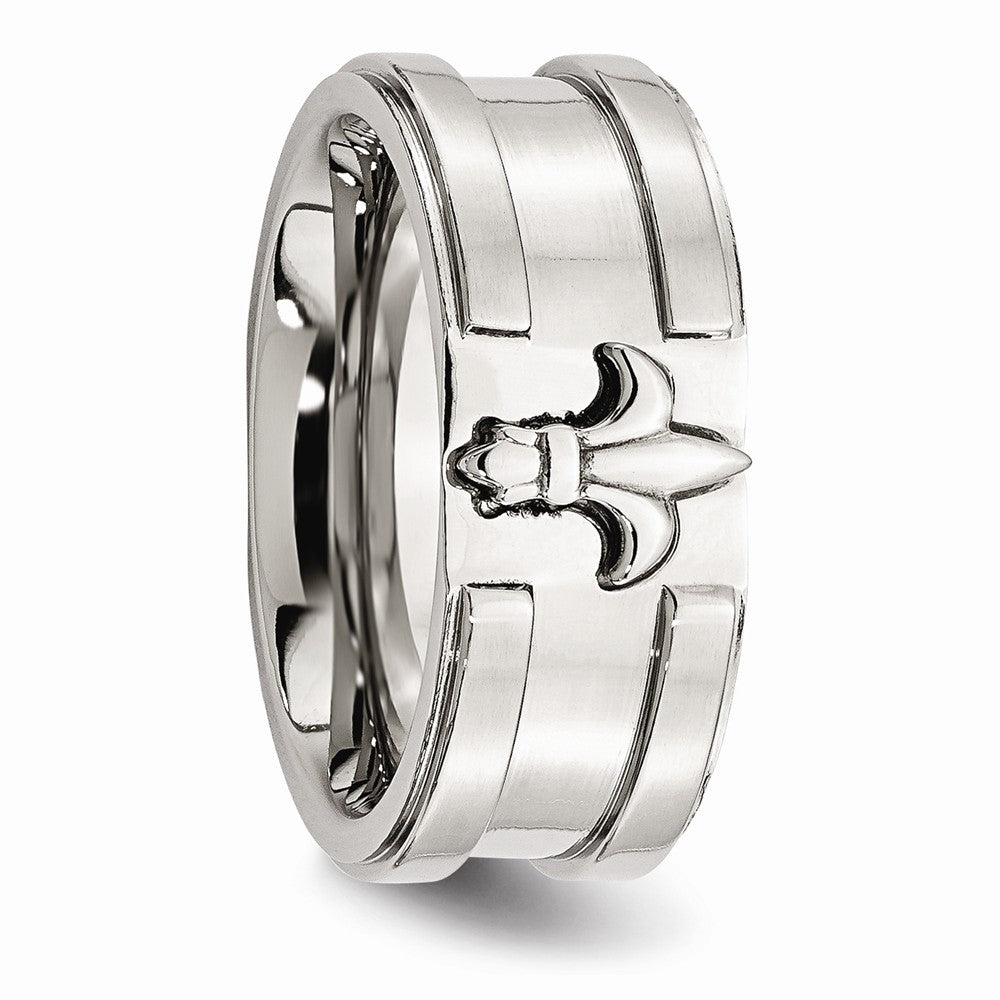 Sophia Jewelers Stainless Steel Fleur de Lis Engravable Wedding Band