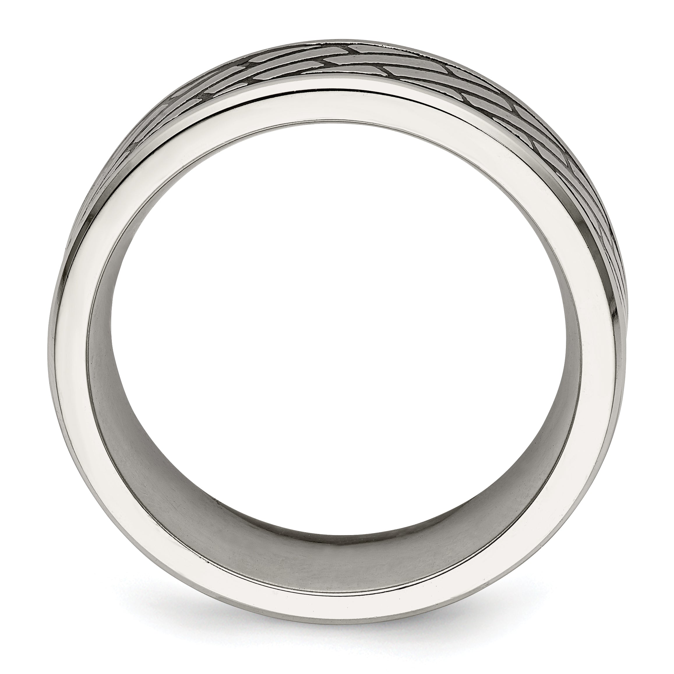 Brick Pattern Wedding Band in Stainless Steel, 7.5mm Secondary image