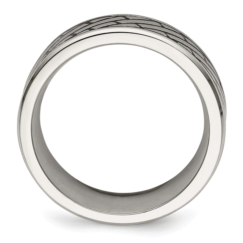 Brick Pattern Wedding Band in Stainless Steel, 7.5mm