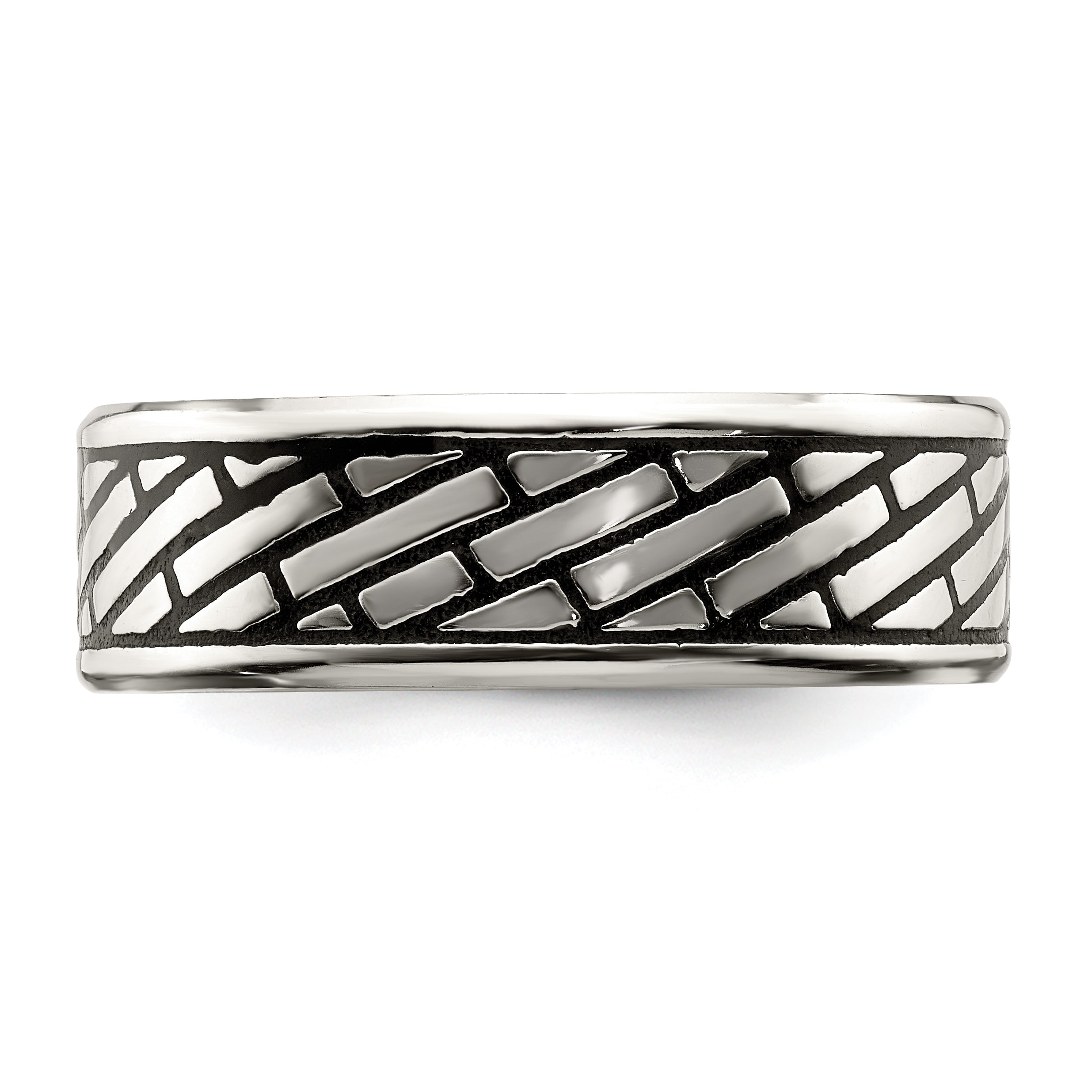 Brick Pattern Wedding Band in Stainless Steel, 7.5mm