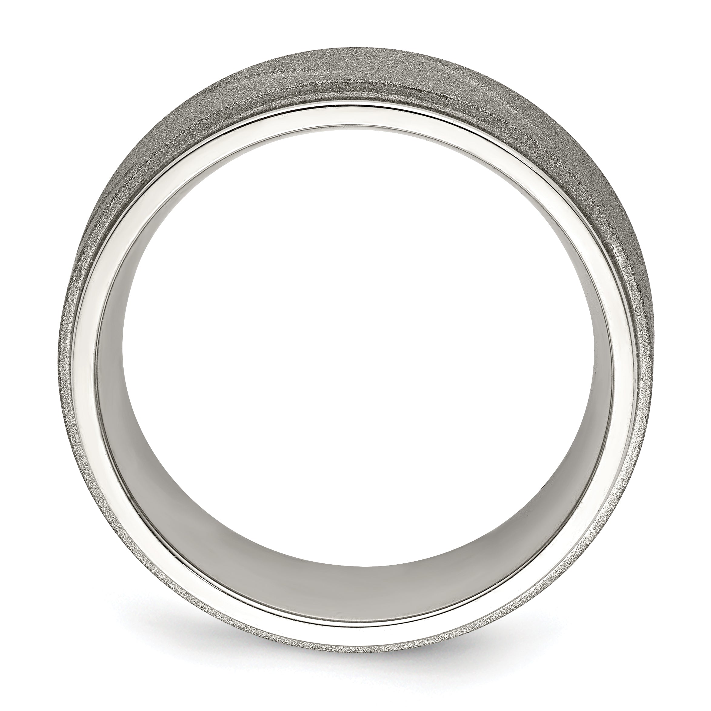 Ridged Edge Wedding Band in Stainless Steel, 8mm