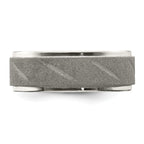 Ridged Edge Wedding Band in Stainless Steel, 8mm