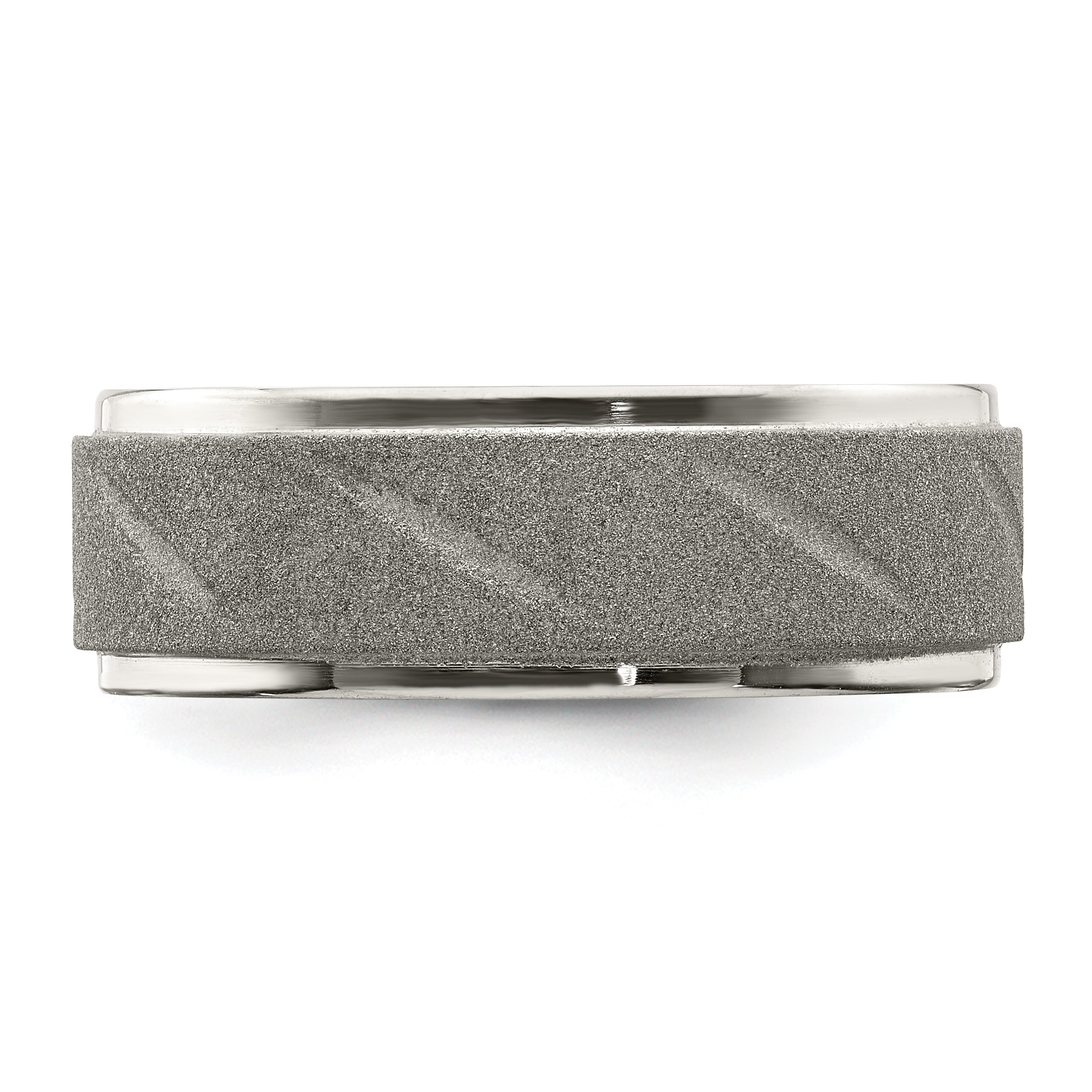 Ridged Edge Wedding Band in Stainless Steel, 8mm