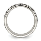 Checkered Pattern Wedding Band in Stainless Steel, 8mm