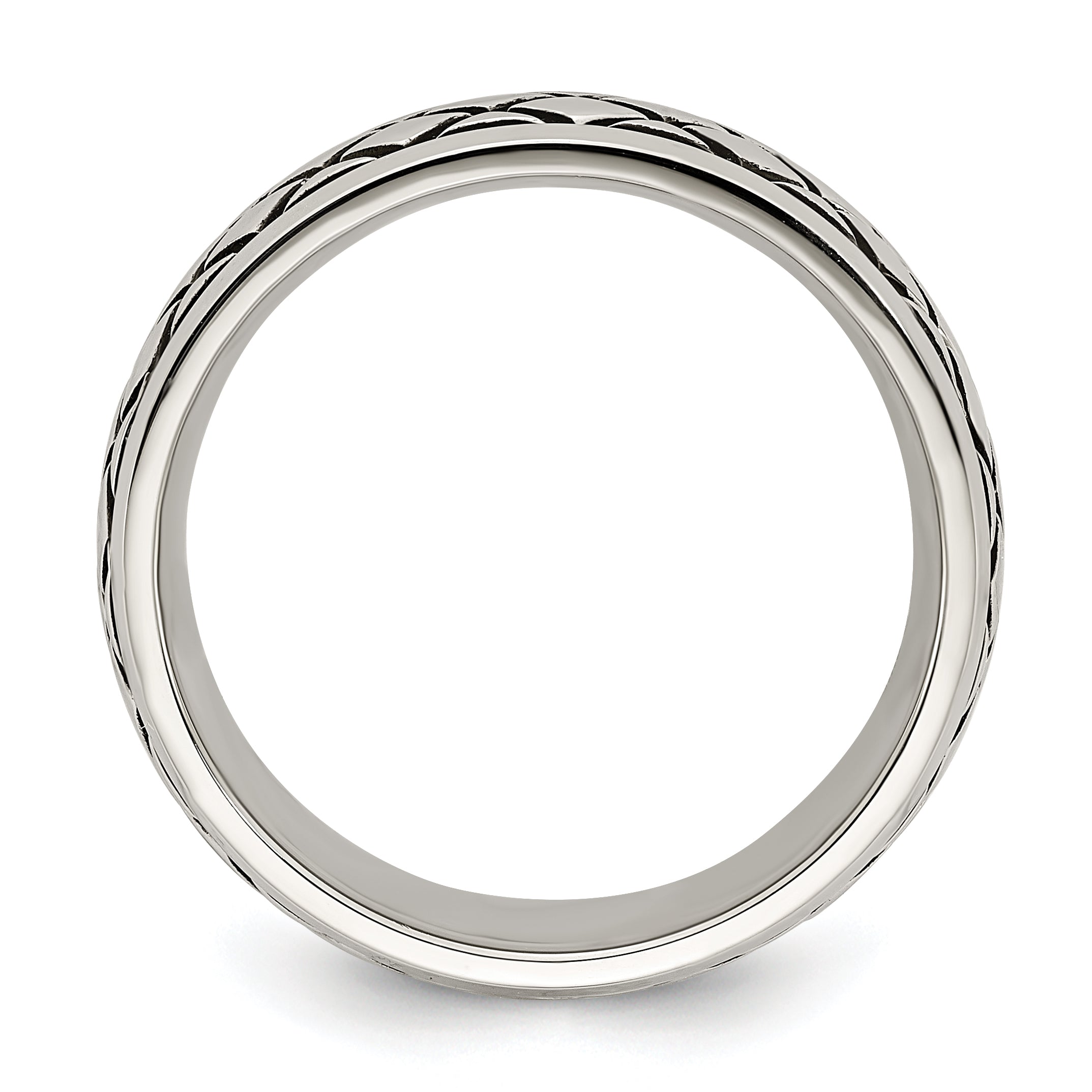 Checkered Pattern Wedding Band in Stainless Steel, 8mm