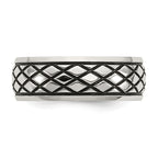 Checkered Pattern Wedding Band in Stainless Steel, 8mm