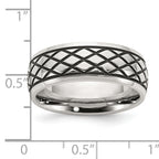 Checkered Pattern Wedding Band in Stainless Steel, 8mm