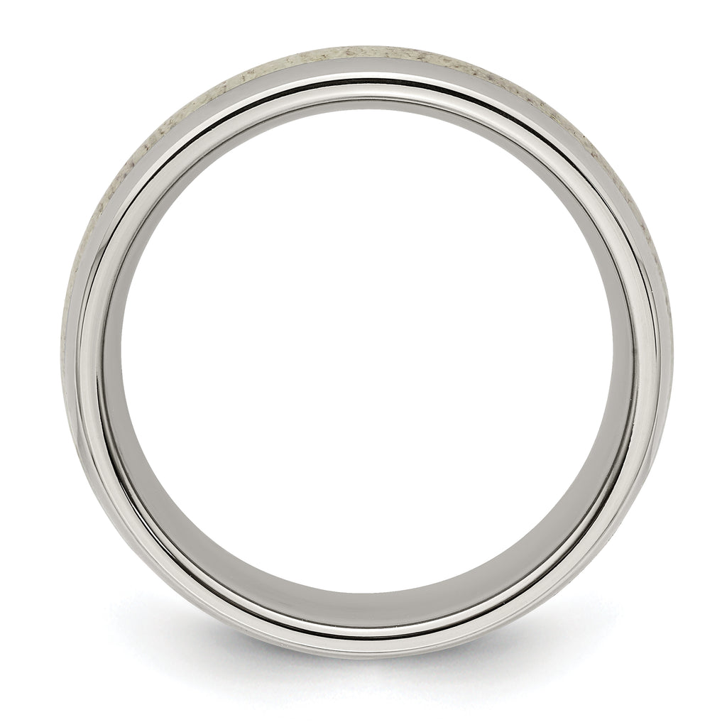 Antler Inlay Wedding Band in Stainless Steel, 8mm