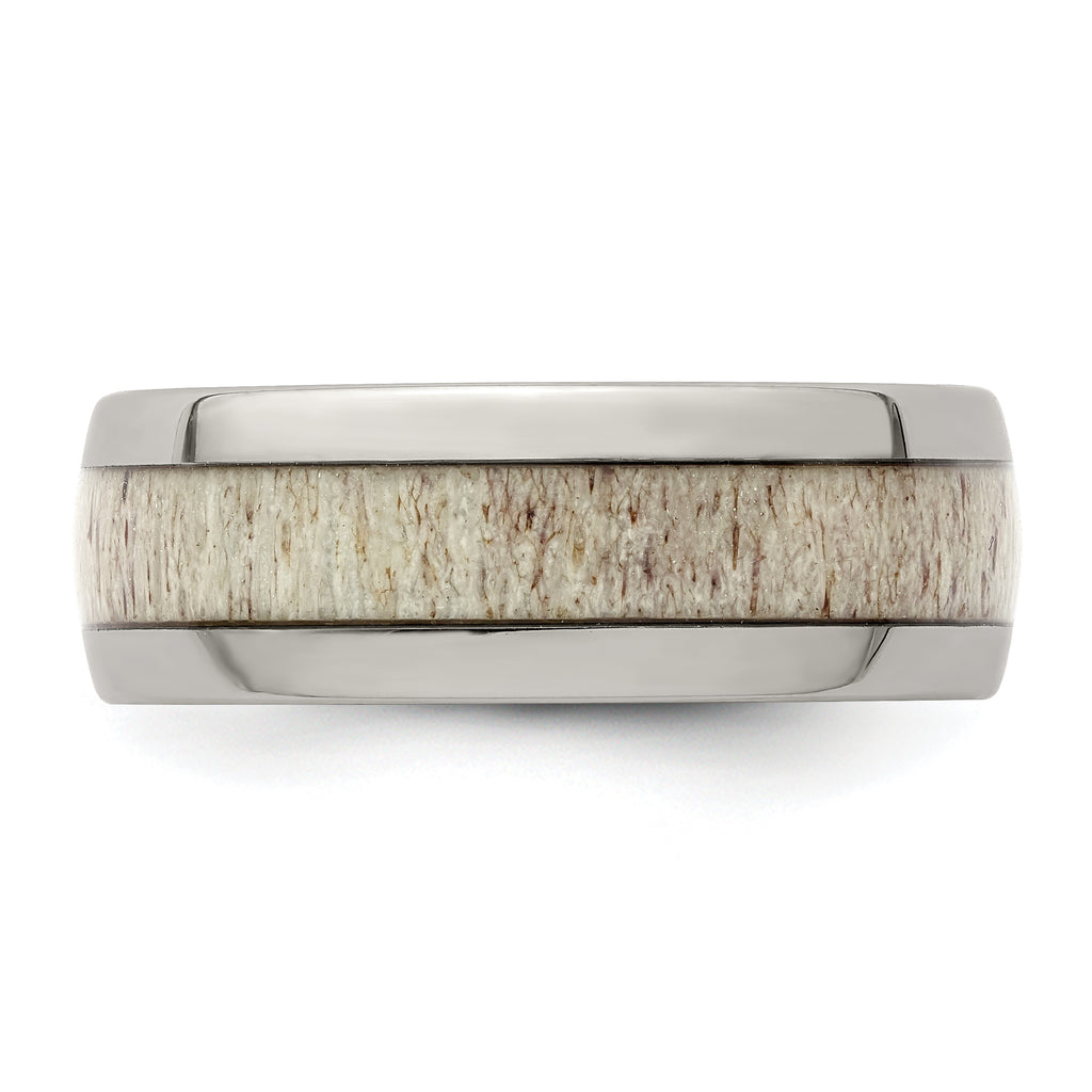Antler Inlay Wedding Band in Stainless Steel, 8mm