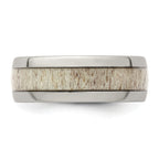 Antler Inlay Wedding Band in Stainless Steel, 8mm