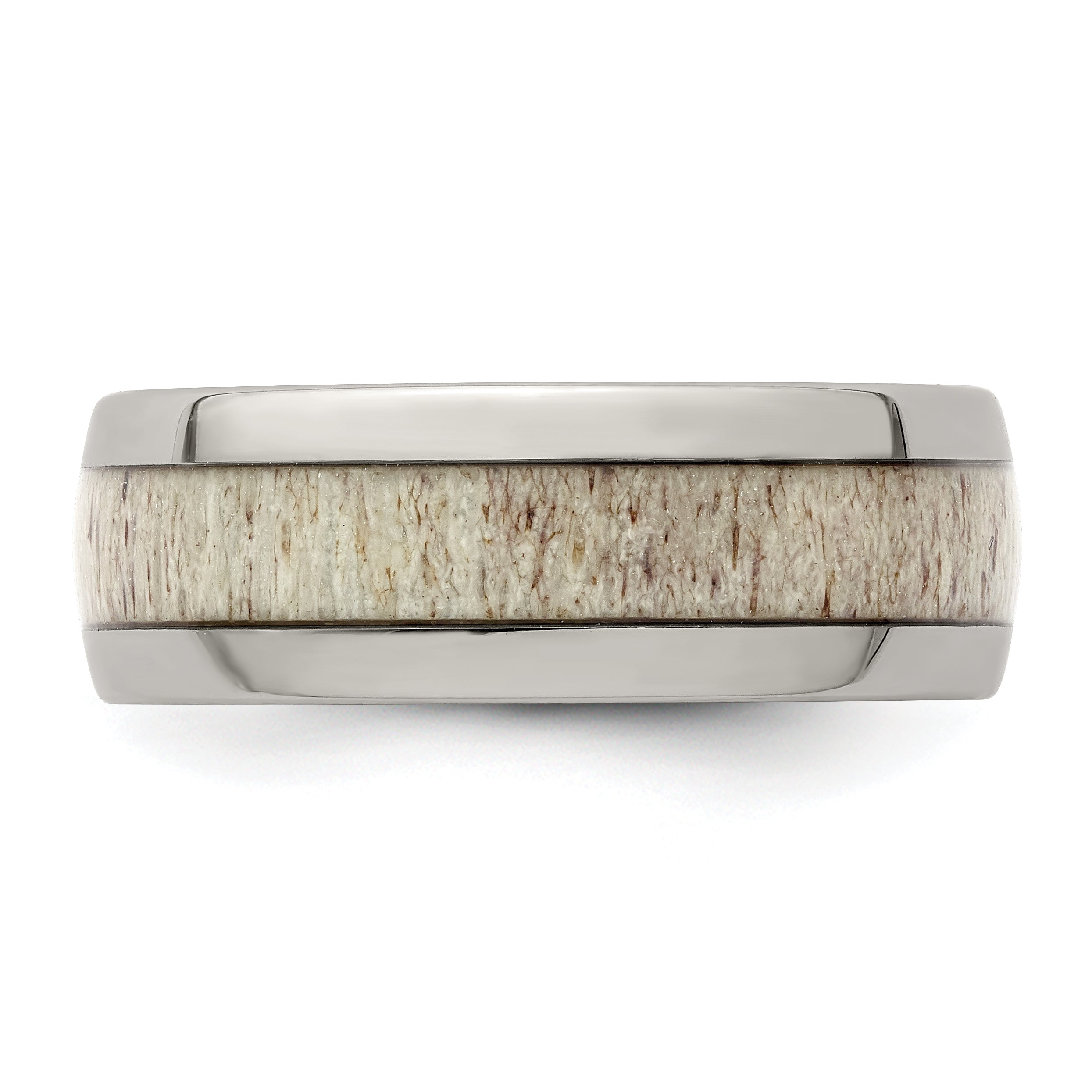 Antler Inlay Wedding Band in Stainless Steel, 8mm