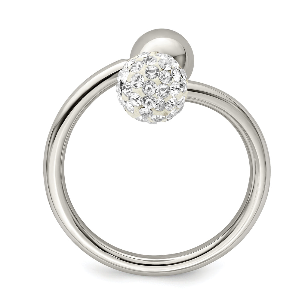 Crystal Ring in Stainless Steel, 2mm