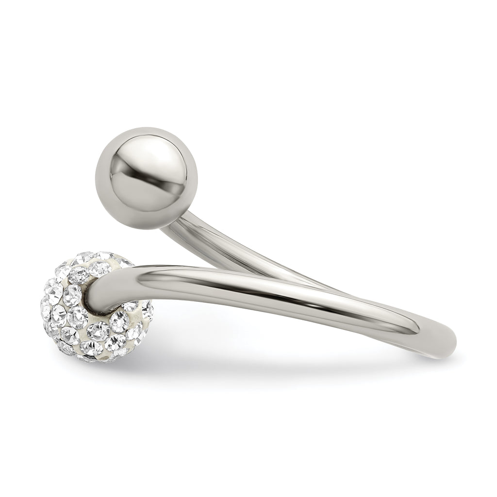 Crystal Ring in Stainless Steel, 2mm