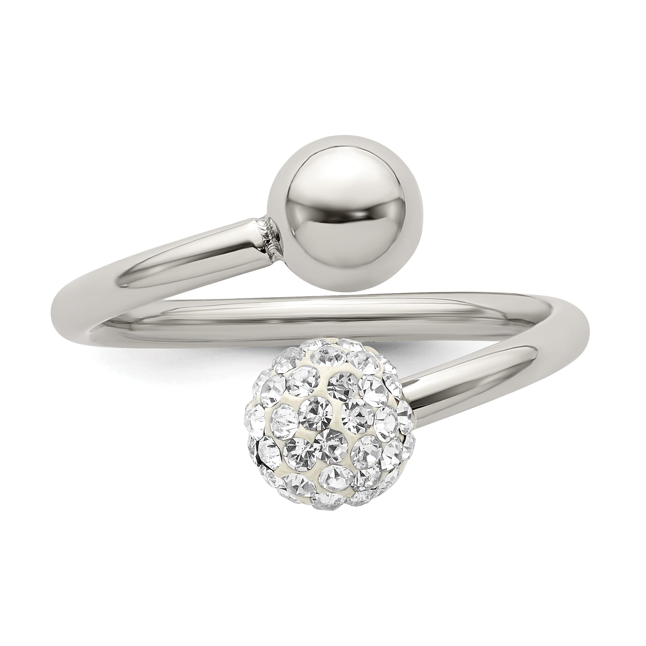 Crystal Ring in Stainless Steel, 2mm