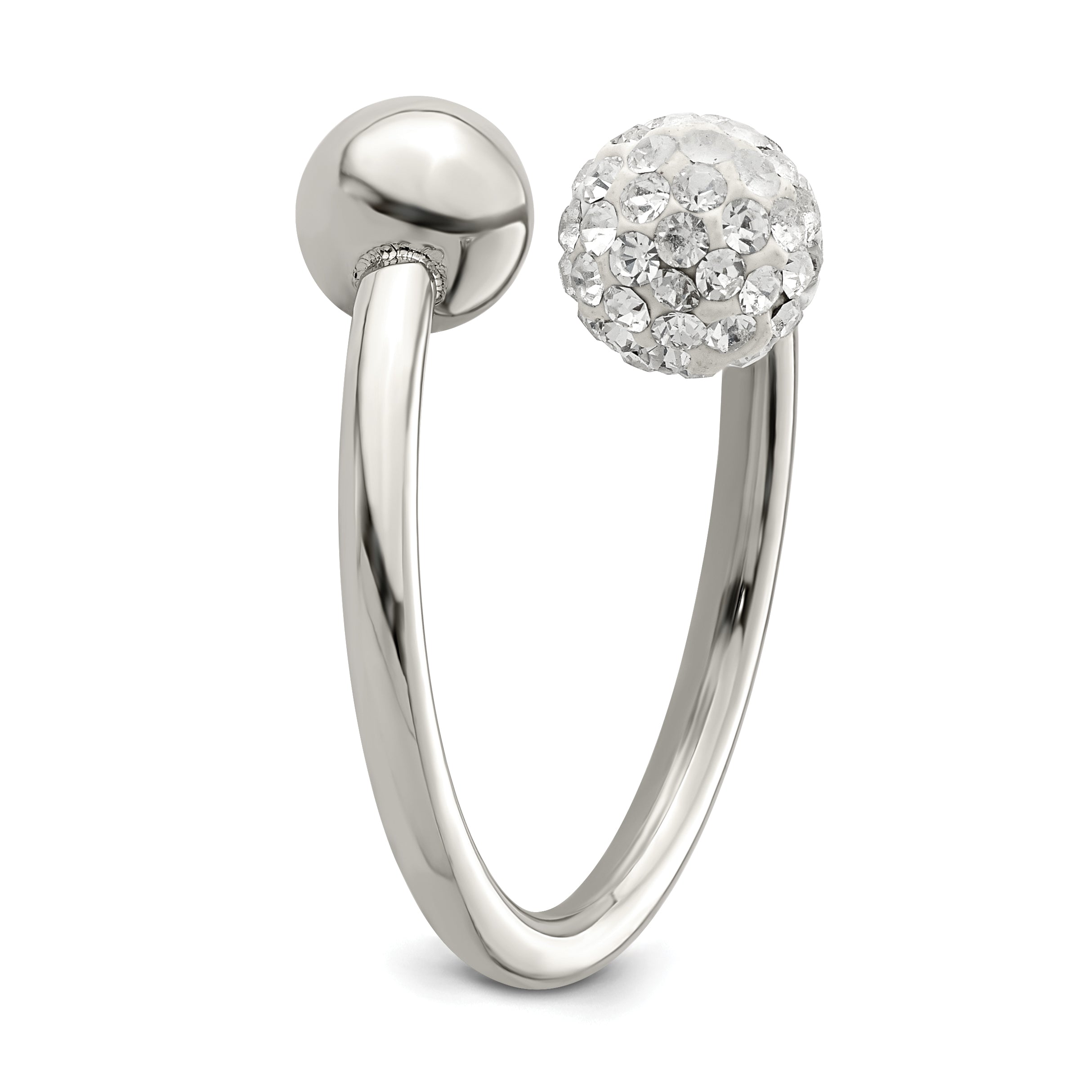 Crystal Ring in Stainless Steel, 2mm