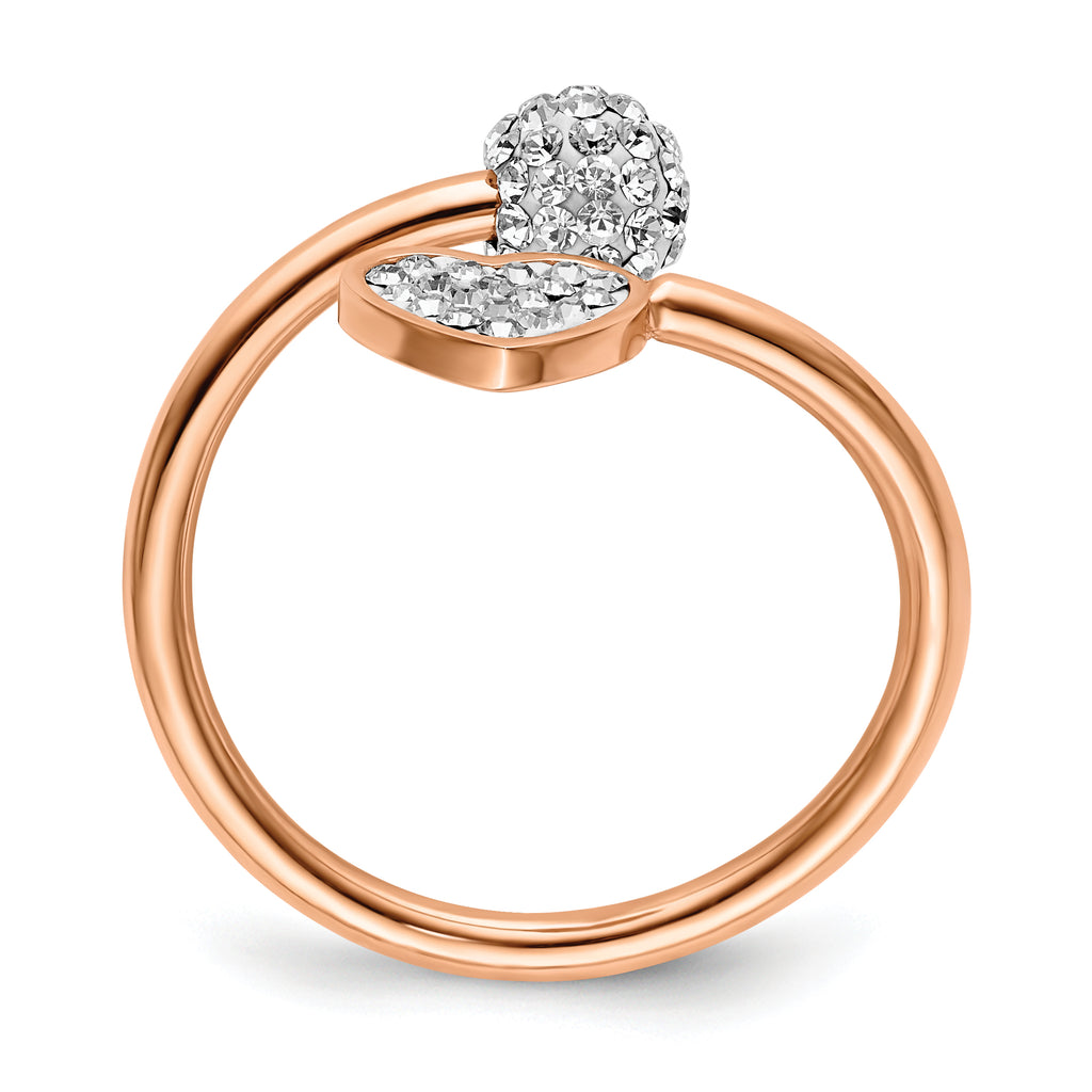 Crystal Heart Ring in Rose-Tone Stainless Steel