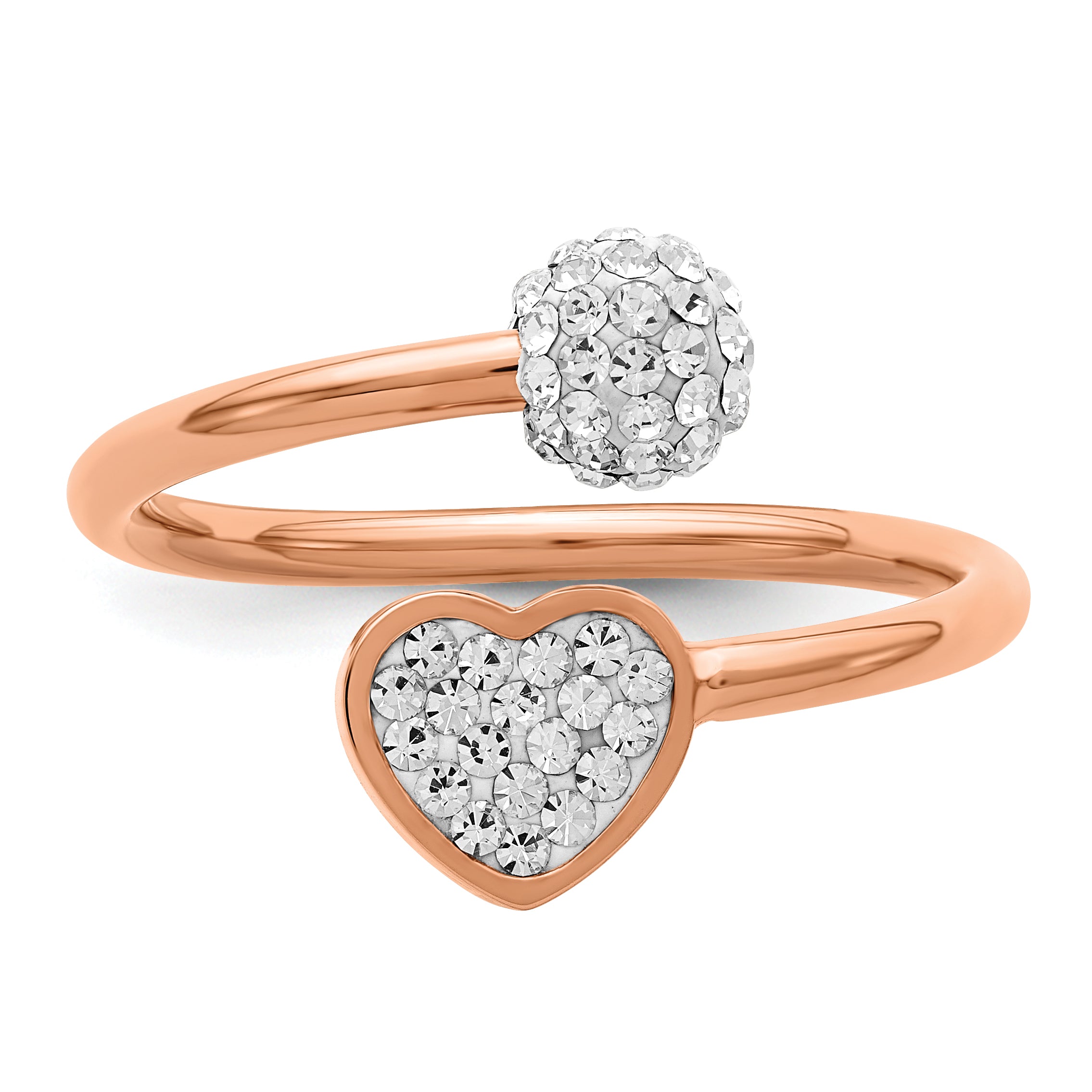 Crystal Heart Ring in Rose-Tone Stainless Steel
